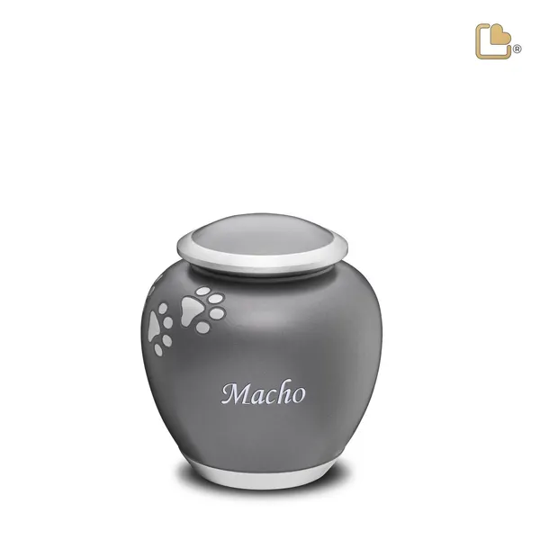 Metalen dierenurn - Shadow Pawprint French grijs - 0,61 Liter