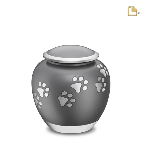 Metalen dierenurn - Shadow Pawprint French grijs - 1,02 Liter