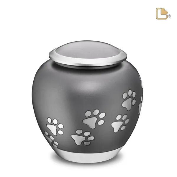 Metalen dierenurn - Shadow Pawprint French grijs - 1,41 Liter
