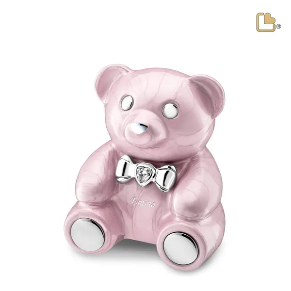 Metalen urn - CuddleBear Child w Crystal roze - 0,43 Liter