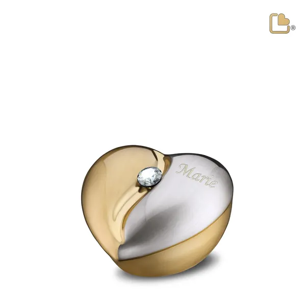 Messing urn - HeartFelt w Crystal goud - 0,11 Liter