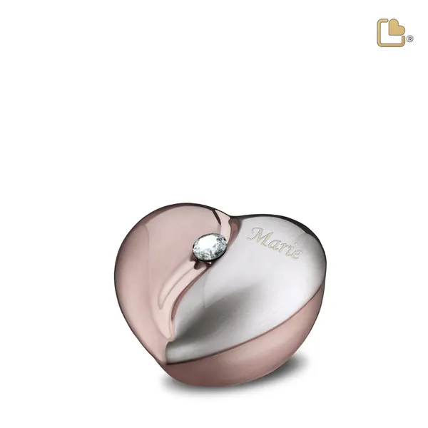 Messing urn - HeartFelt RoseGold w Crystal - 0,11 Liter