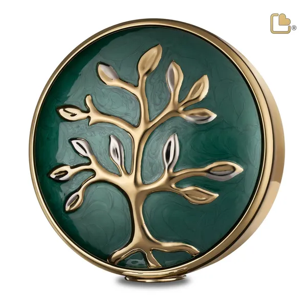 Messing urn - Tree Love groen - 7,01 Liter