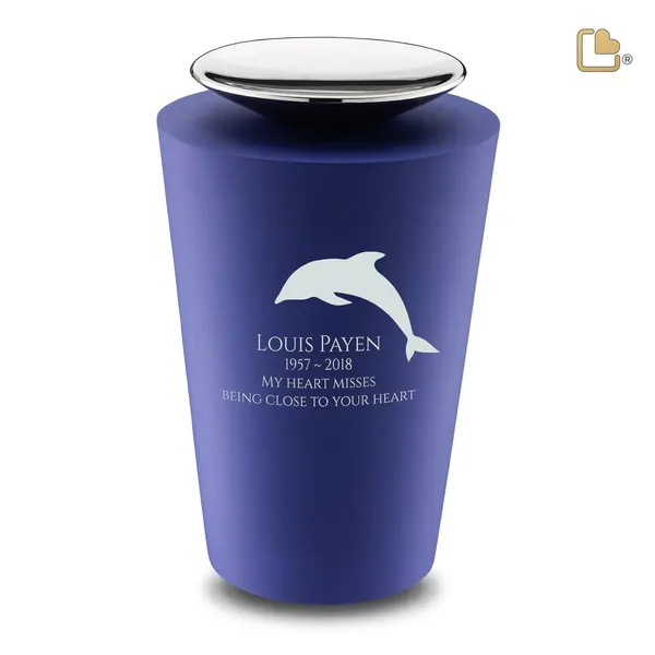 Metalen urn - Crescent Tall blauw - 4,01 Liter