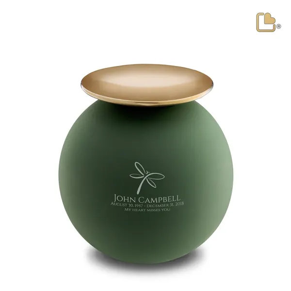Metalen urn - Crescent Bol Sage groen - 3,61 Liter