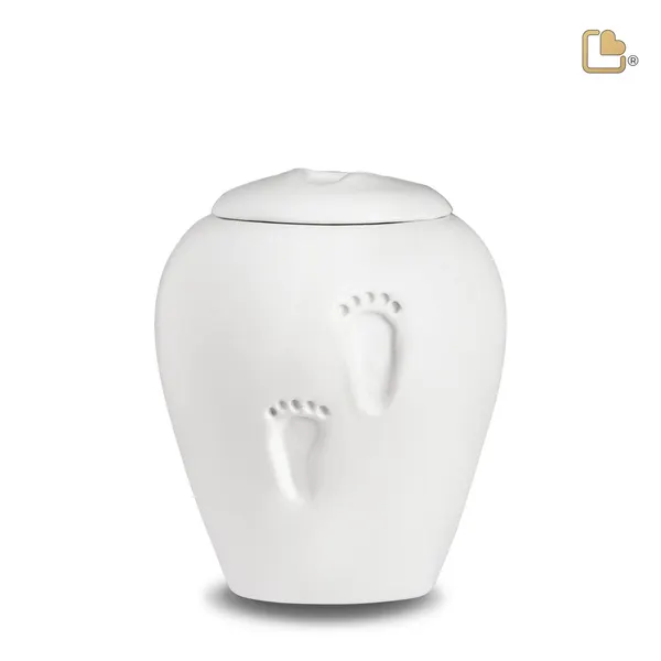Keramische urn - Baby Footprints Child Eco Pigment crème - 0,80 Liter