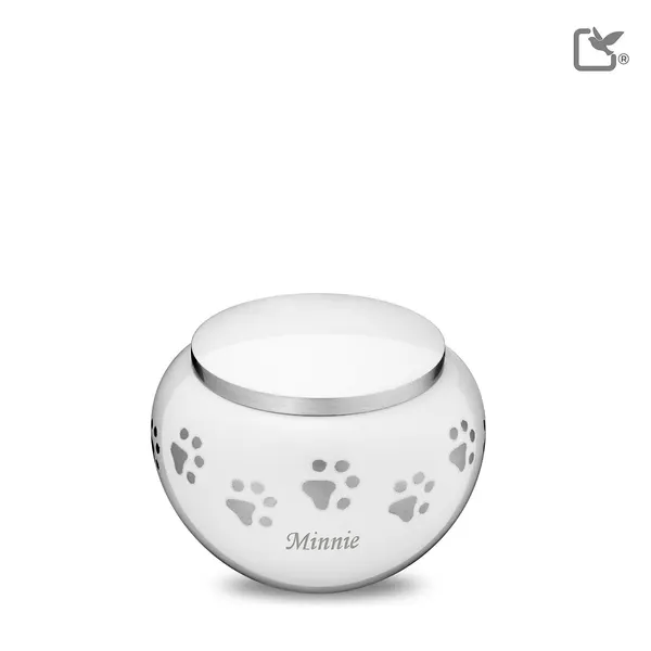 Metalen dierenurn - Klassiek Rond wit - 0,51 Liter