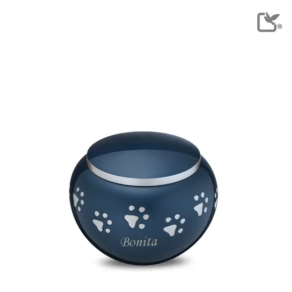 Metalen dierenurn - Klassiek Rond blauw - 0,51 Liter