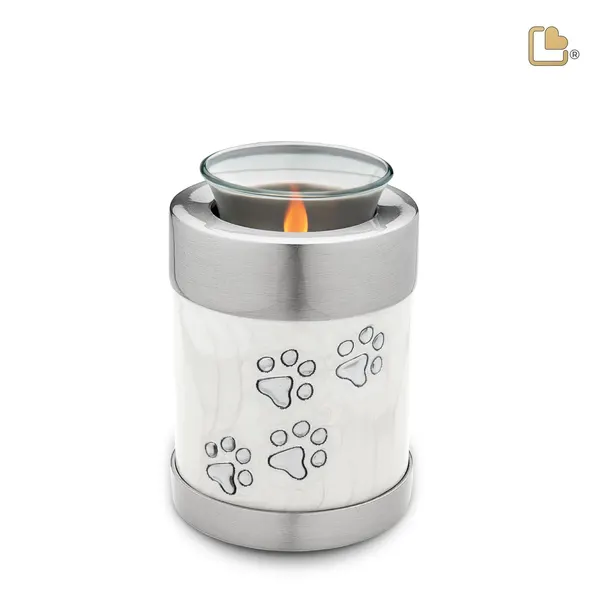 Metalen dierenurn - Tealight wit - 0,41 Liter