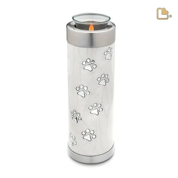 Metalen dierenurn - Tall Tealight wit - 1,11 Liter