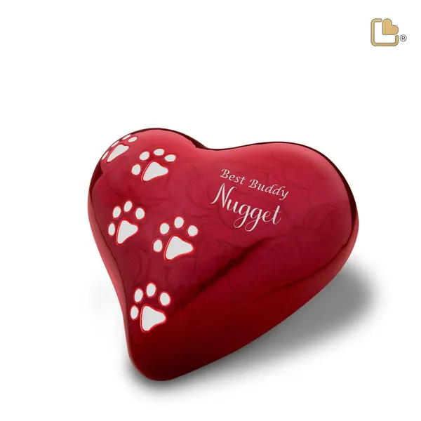 Messing dierenurn - Hart rood - 0,95 Liter
