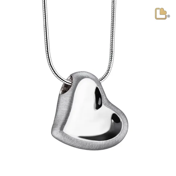 Urn - Leaning Hart Ashes Pendant - zilver