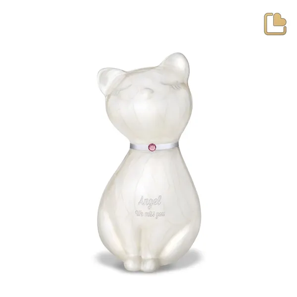 Metalen dierenurn - PrincessCat w Crystal wit - 0,62 Liter