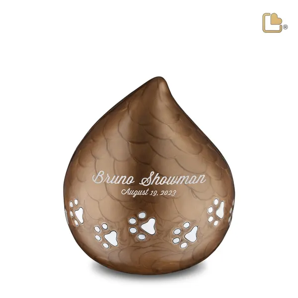 Metalen dierenurn - LoveDrop brons - 1,11 Liter
