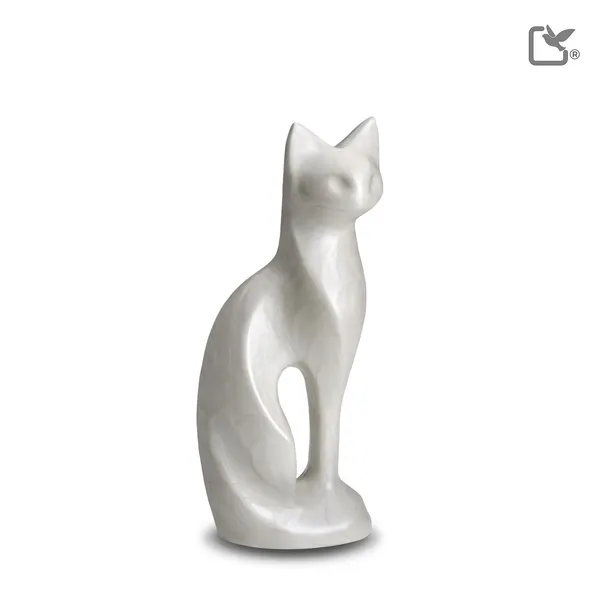 Metalen dierenurn - Kat wit - 0,31 Liter
