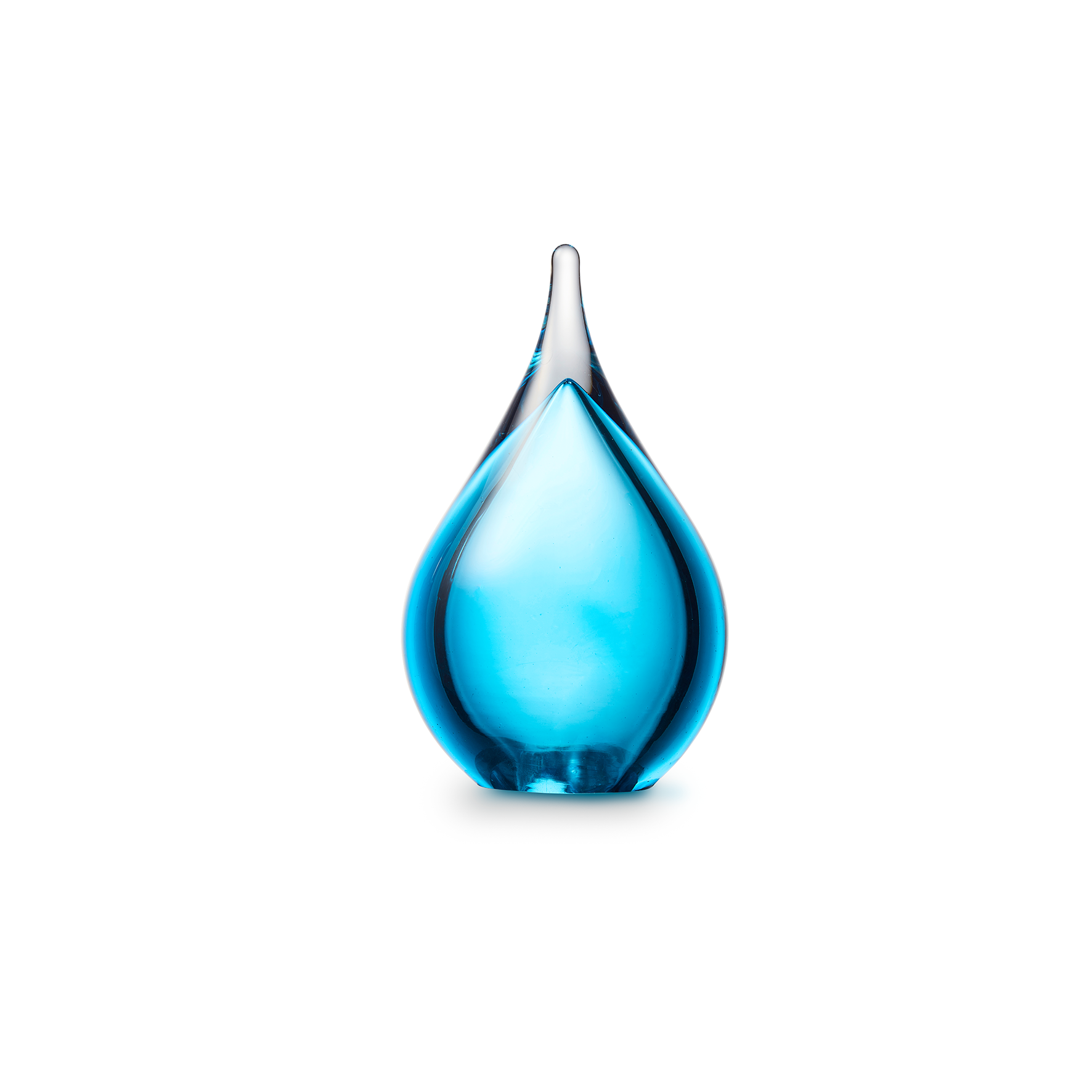 Glazen druppel urn blauw