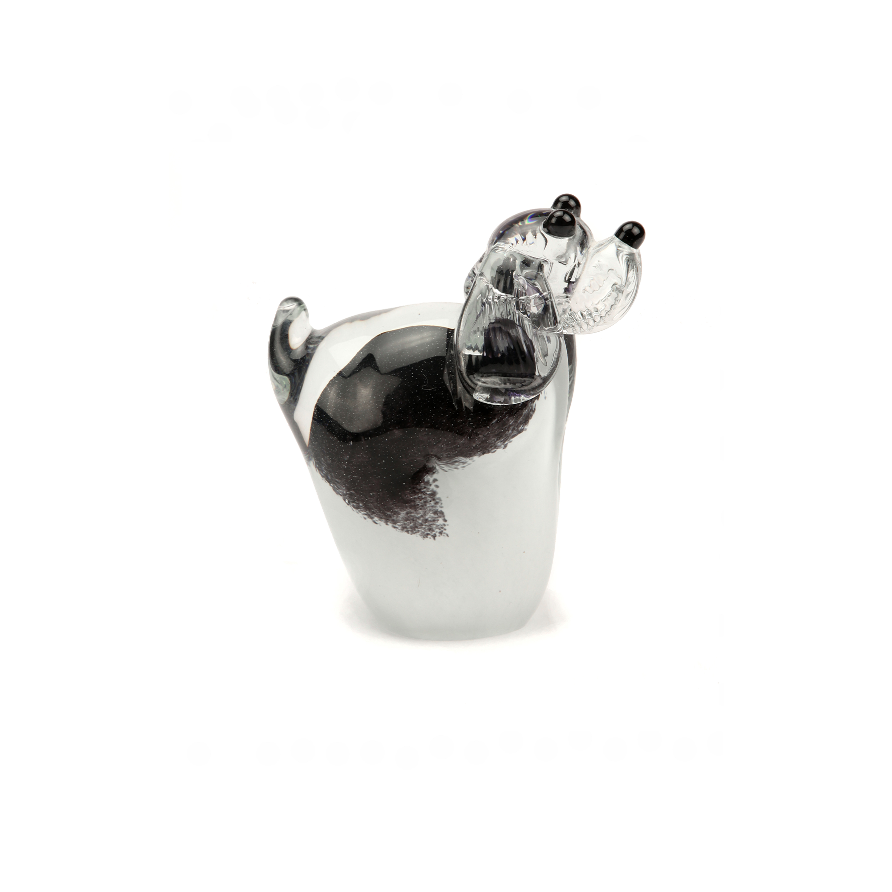 glazen urn hond zwart wit