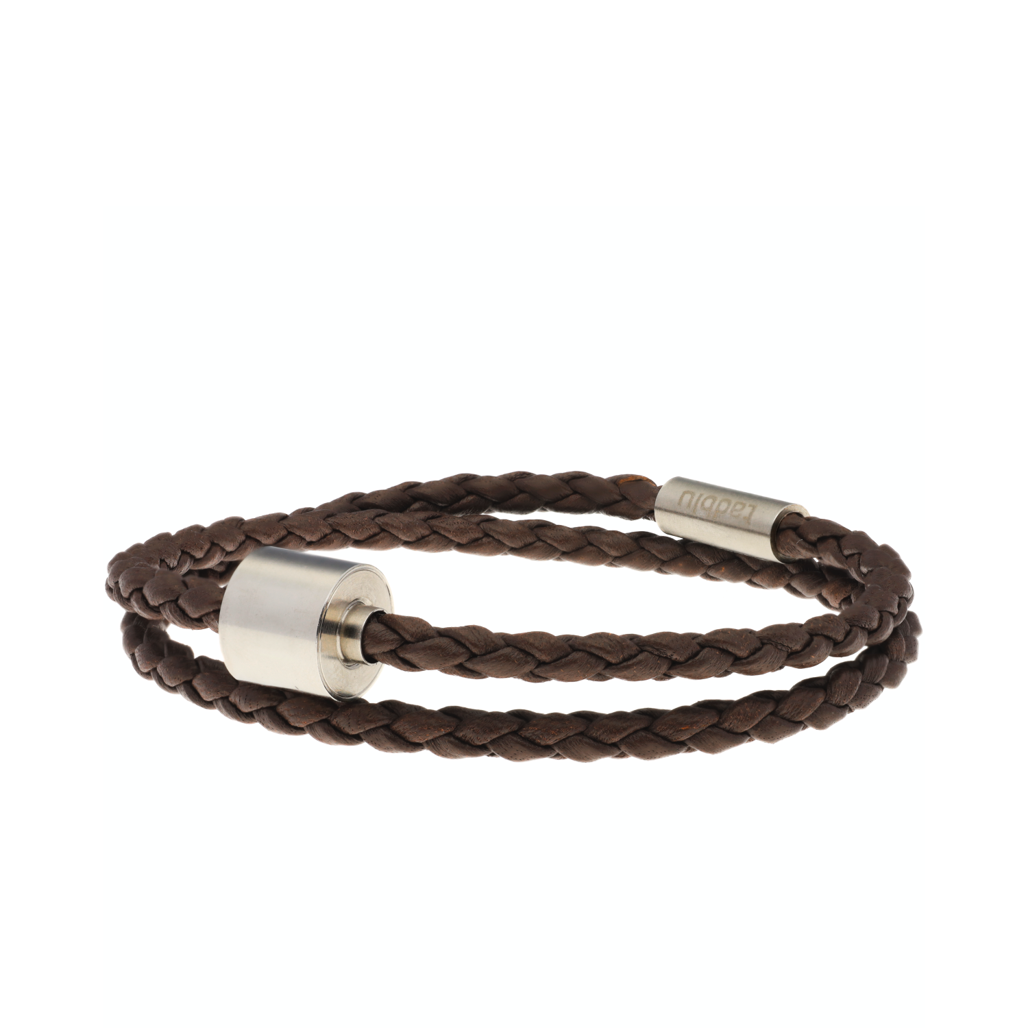 Armband - Bruin Gevlochten Leer - zilver Armband - Bruin Gevlochten Leer - zilver