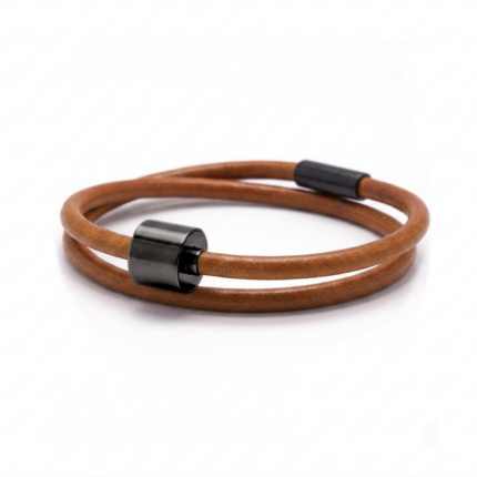 Armband - Cognac Glad Leer Black Edition