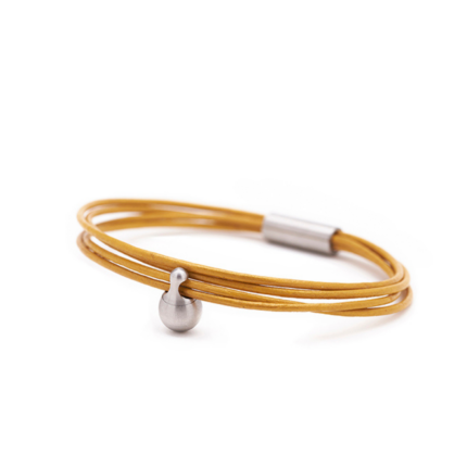 Armband - Gele Charm - zilver