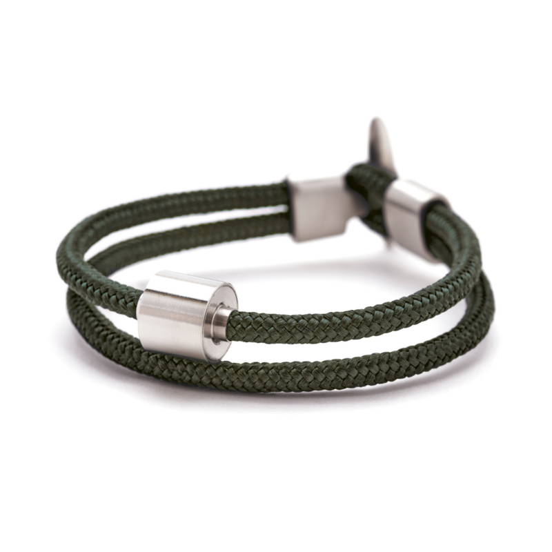 Armband - Nato Groen Koord - zilver