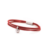 Armband - Rode Charm - zilver