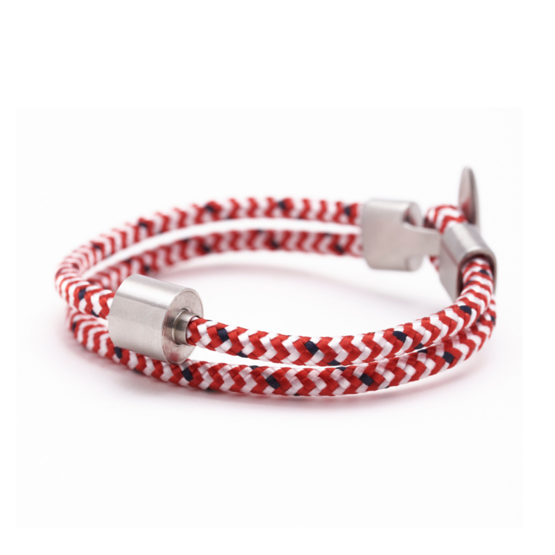 Armband - Rood & Wit Koord - zilver