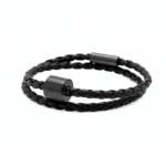 Armband - Zwart Gevlochten Leer Black Edition