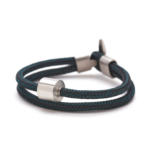 Armband - Zwart & Petrol Koord - zilver