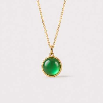 Assieraad-hanger - Groene Agaat - goud