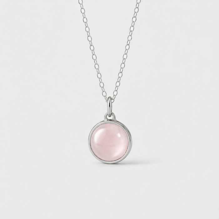 Assieraad-hanger - Rozenkwarts - zilver