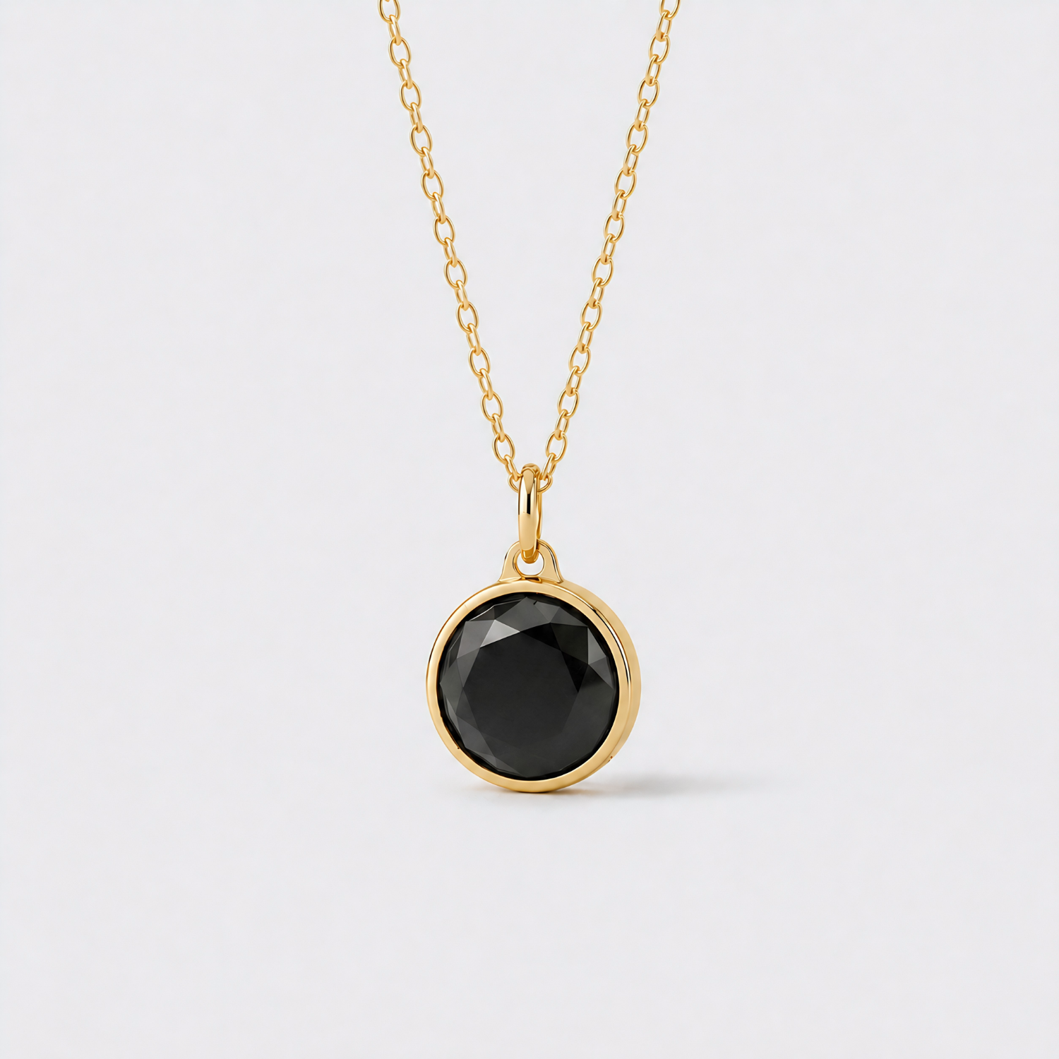 Assieraad-hanger - Zwarte Onyx Facet - goud Assieraad-hanger - Zwarte Onyx Facet - goud