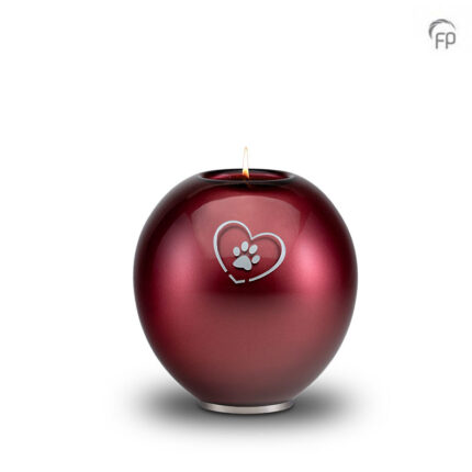 Glazen dierenurn - medium rood - 1,25 Liter