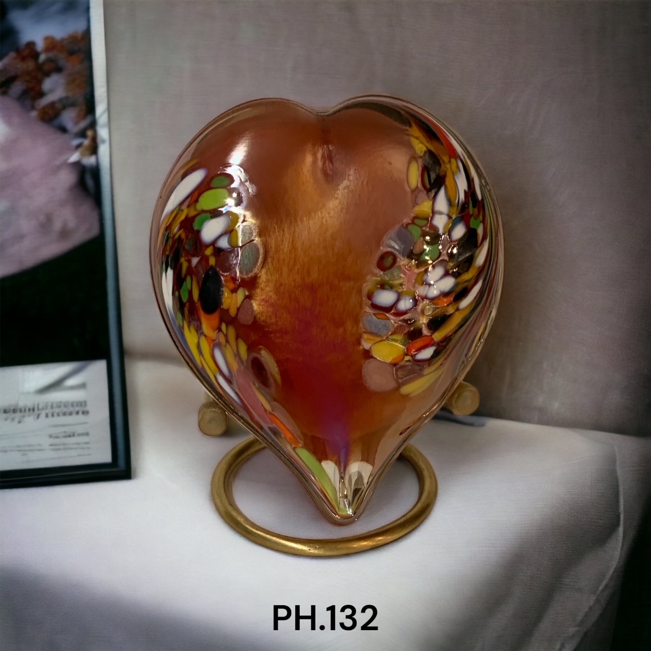Glazen urn - As-Hartje Red Multi Glazen urn - As-Hartje Red Multi