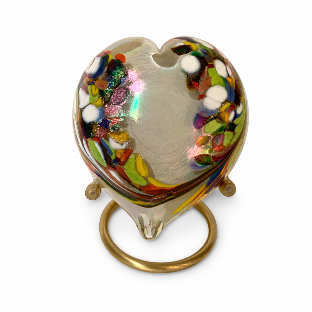 Glazen urn - As-Hartje White rainbow - productfoto