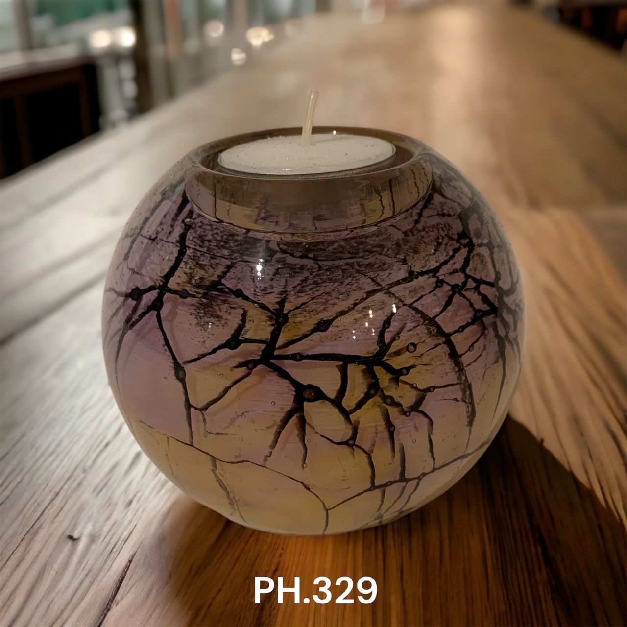 Glazen urn - As-Waxinelichtje klein Rosé Krakelee Glazen urn - As-Waxinelichtje klein Rosé Krakelee