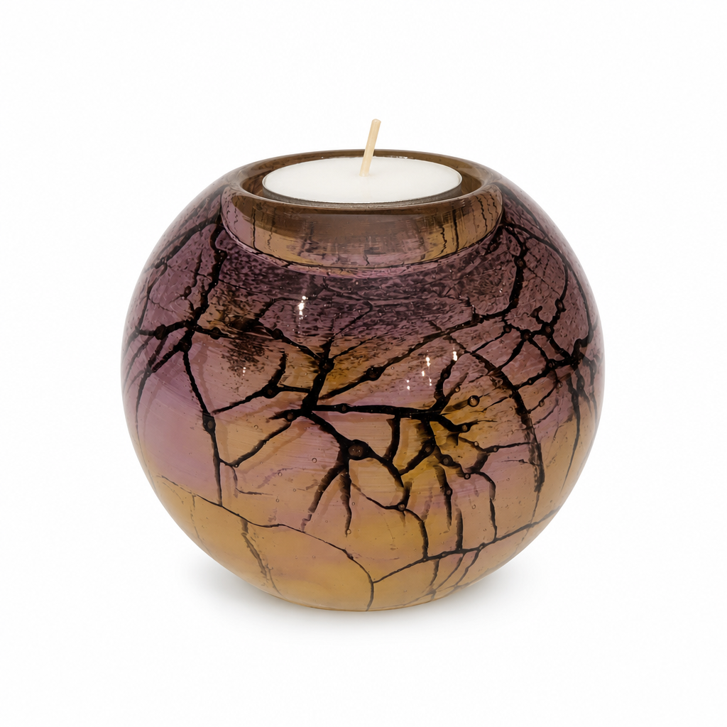 Glazen urn - As-Waxinelichtje klein Rosé Krakelee - productfoto