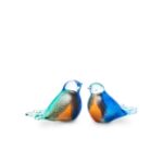Glazen urn - Bird blue-white-green-brown-orange - 0,03 Liter