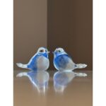 Glazen urn - Bird vintage blue - 0,03 Liter