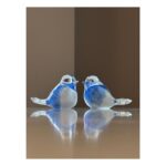 Glazen urn - Bird vintage blue - 0,03 Liter