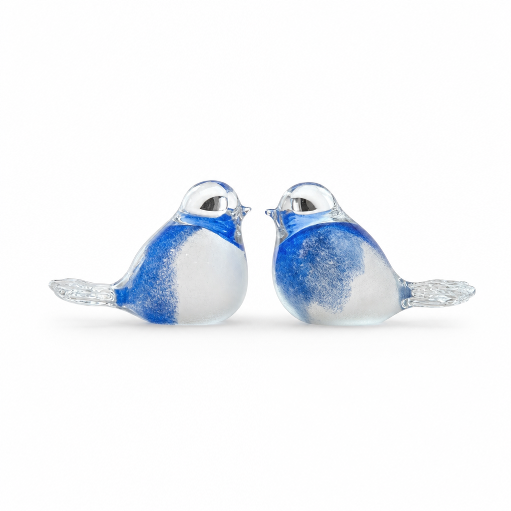 Glazen urn - Bird vintage blue - 0,03 Liter - productfoto