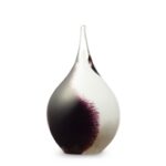 Glazen urn - Druppel small black-white opaque - 0,05 Liter