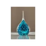 Glazen urn - Druppel small light blue bubbles blauw - 0,05 Liter