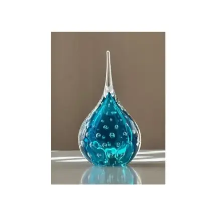 Glazen urn - Druppel small light blue bubbles blauw - 0,05 Liter
