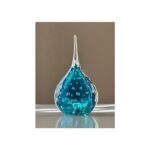 Glazen urn - Druppel small light blue bubbles blauw - 0,05 Liter