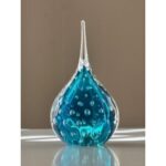 Glazen urn - Druppel small light blue bubbles blauw - 0,05 Liter