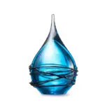 Glazen urn - Druppel small swirl light blue blauw - 0,05 Liter