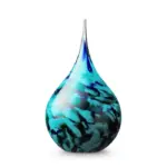 Glazen urn - Druppel small turquoise-green-blue-white blauw - 0,05 Liter
