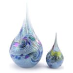 Glazen urn - Elan-line big drop sea blue blauw - 1,50 Liter