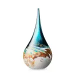 Glazen urn - Elegance-line small drop turquoise blauw - 0,06 Liter